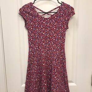 Maroon Floral Skater Dress